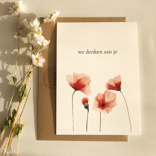 rouwkaartje - klaprozen